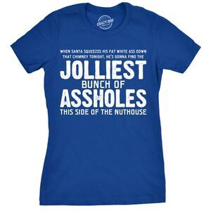 Womens Jolliest Bunch of A-Holes T Shirt Funny Christmas Sarcastic for Ladies